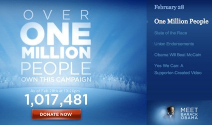 Screen Shot from the Obama web site